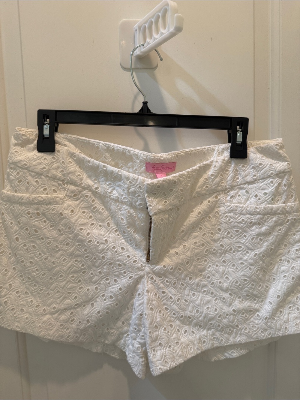 Lily Pulitzer White Eyelet Zip-Front Shorts